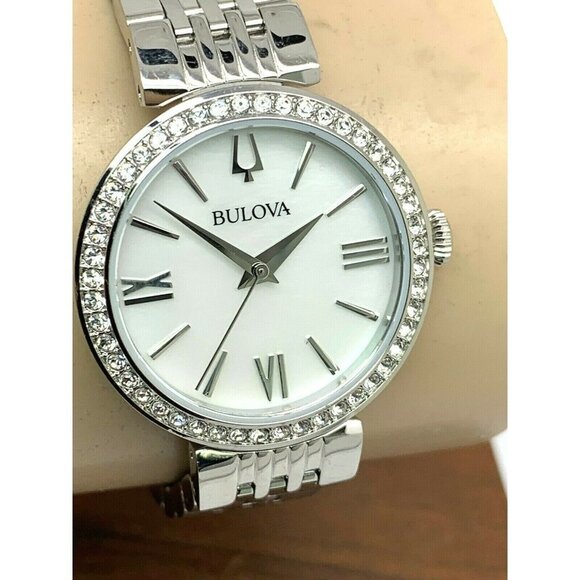 Bulova Women's Watch 96X149 Crystals Mother of Pearl White Dial Silver S… - Picture 10 of 13